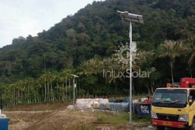 Solar Street Lights in Construction Site on the Island